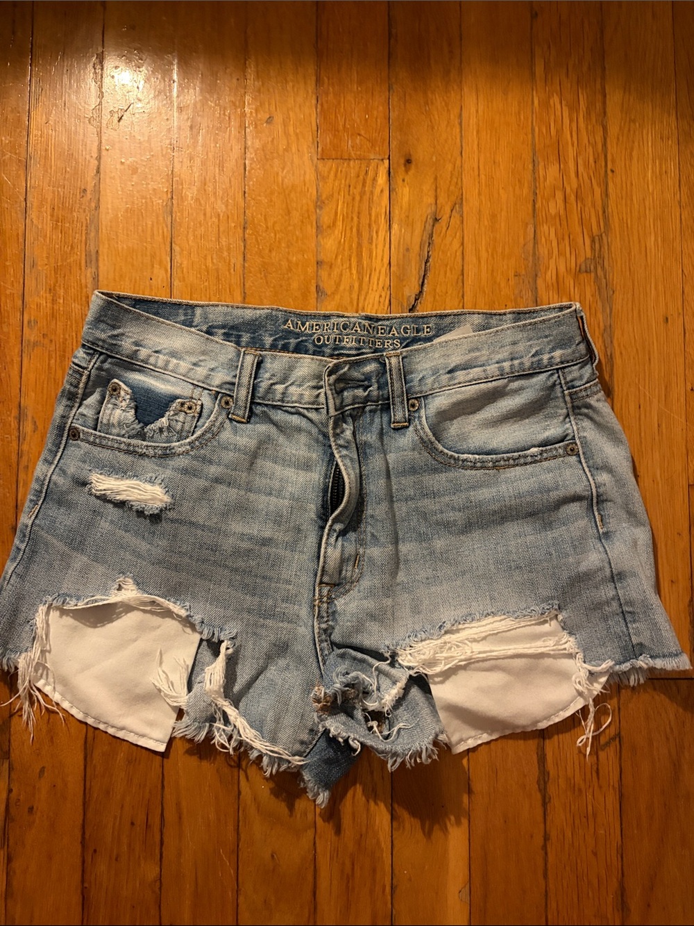 American Eagle Outfitters Light Blue Distressed Denim Cutoff Shorts